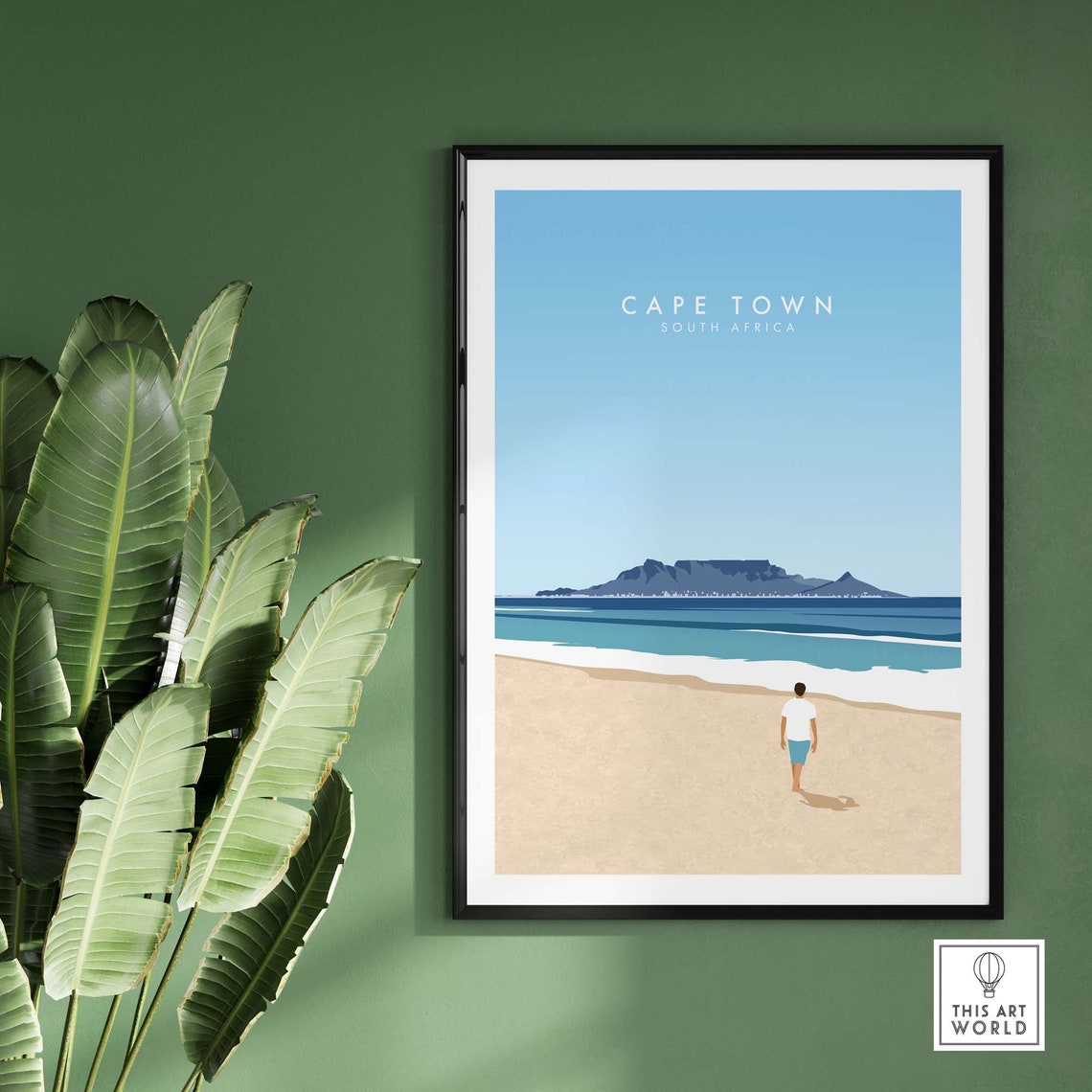 Cape Town South Africa Table Mountain Beach Minimalist Travel Poster - Image 3