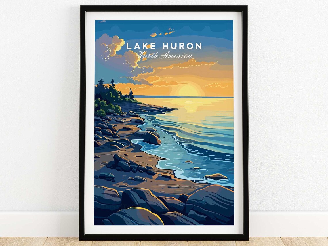 Lake Huron Travel Poster, Lake Huron Wall Art