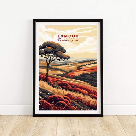 Exmoor Travel Poster, National Park Illustration