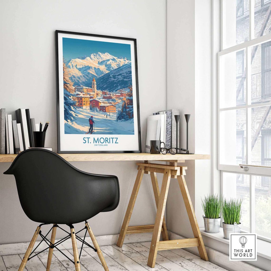 St Moritz, Switzerland Ski Resort Travel Poster - Image 4