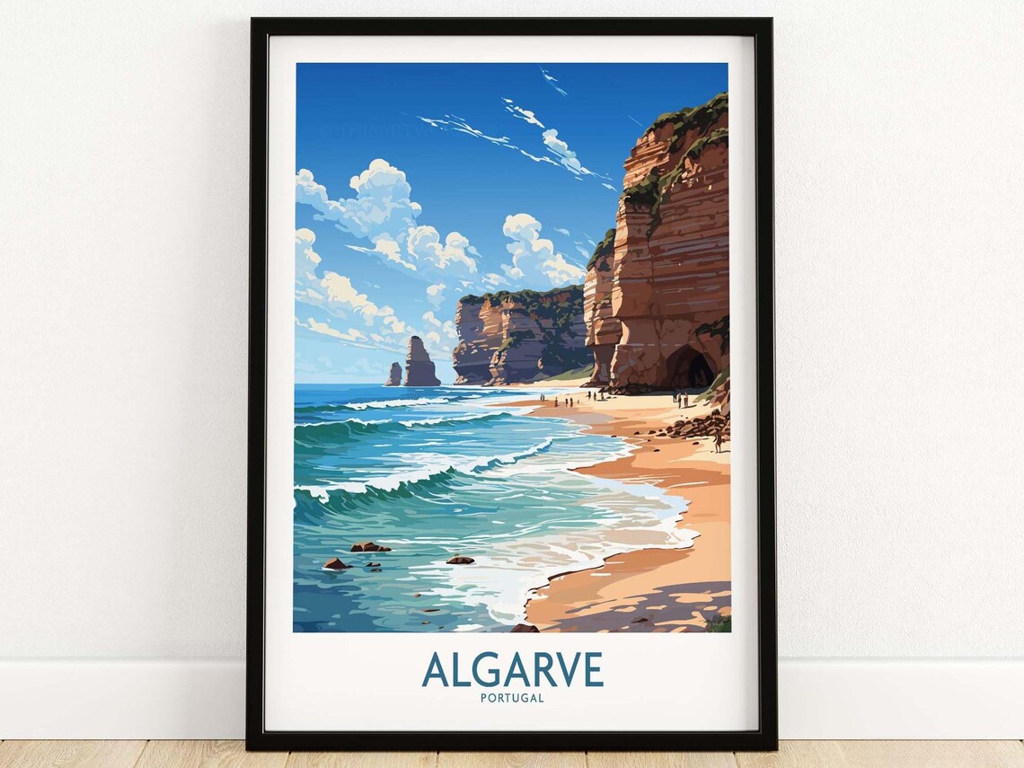 Algarve Travel Poster, Beach Wall Art Print