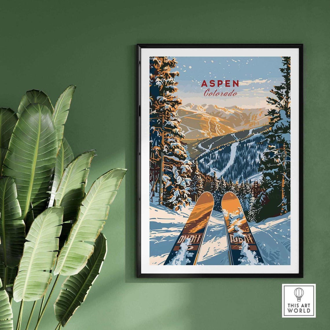 Aspen Ski Resort, Colorado Winter Sports Poster - Image 2