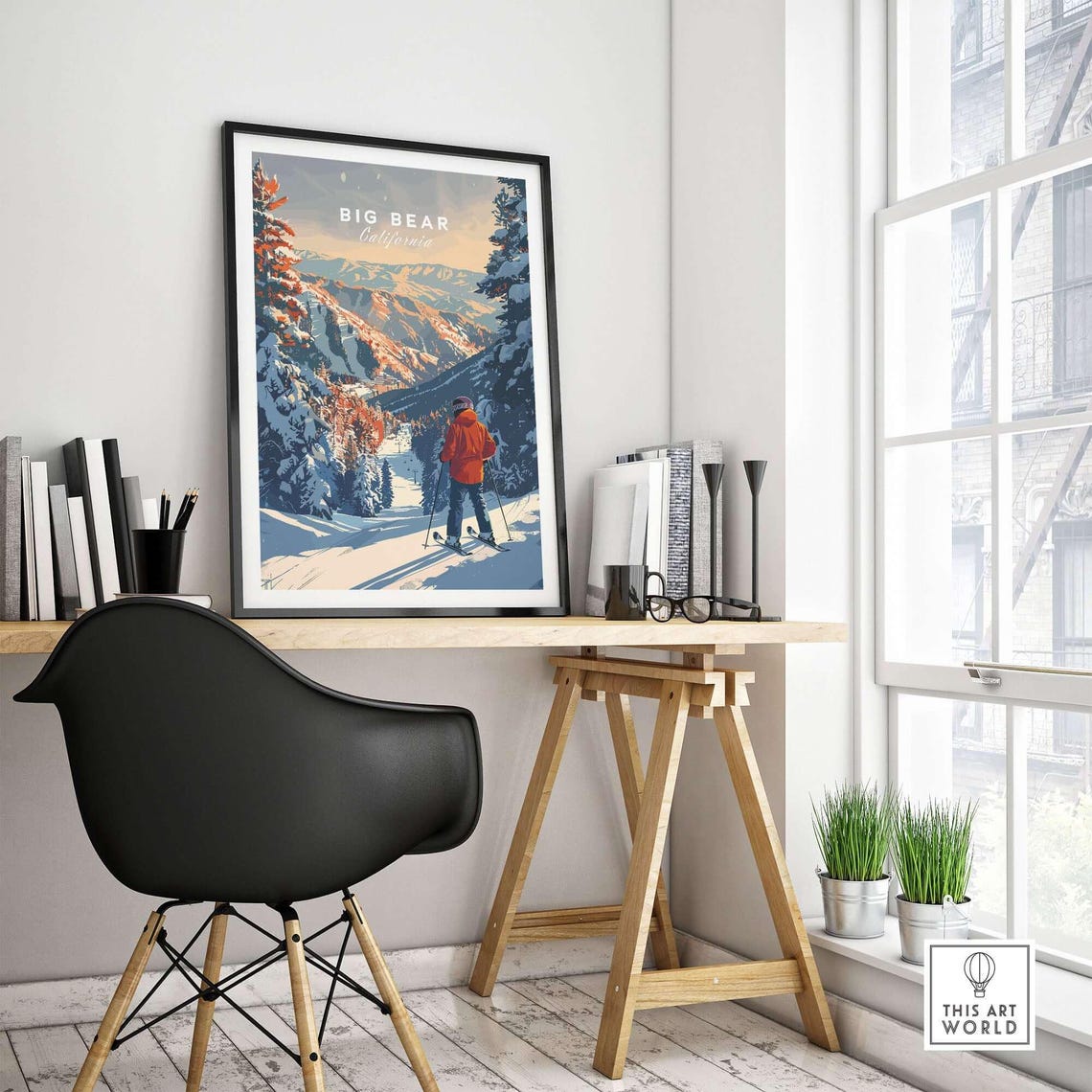 Big Bear Ski Lodge Art Print, Winter Sports Art - Image 4