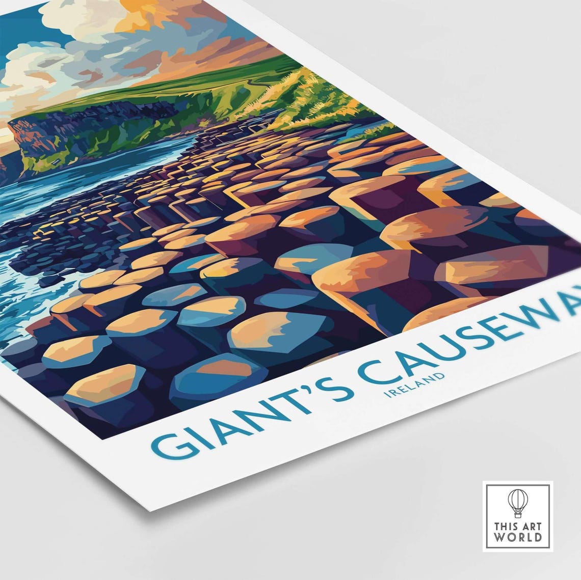 Giants Causeway Ireland Hexagonal Basalt Sunset Travel Poster - Image 4
