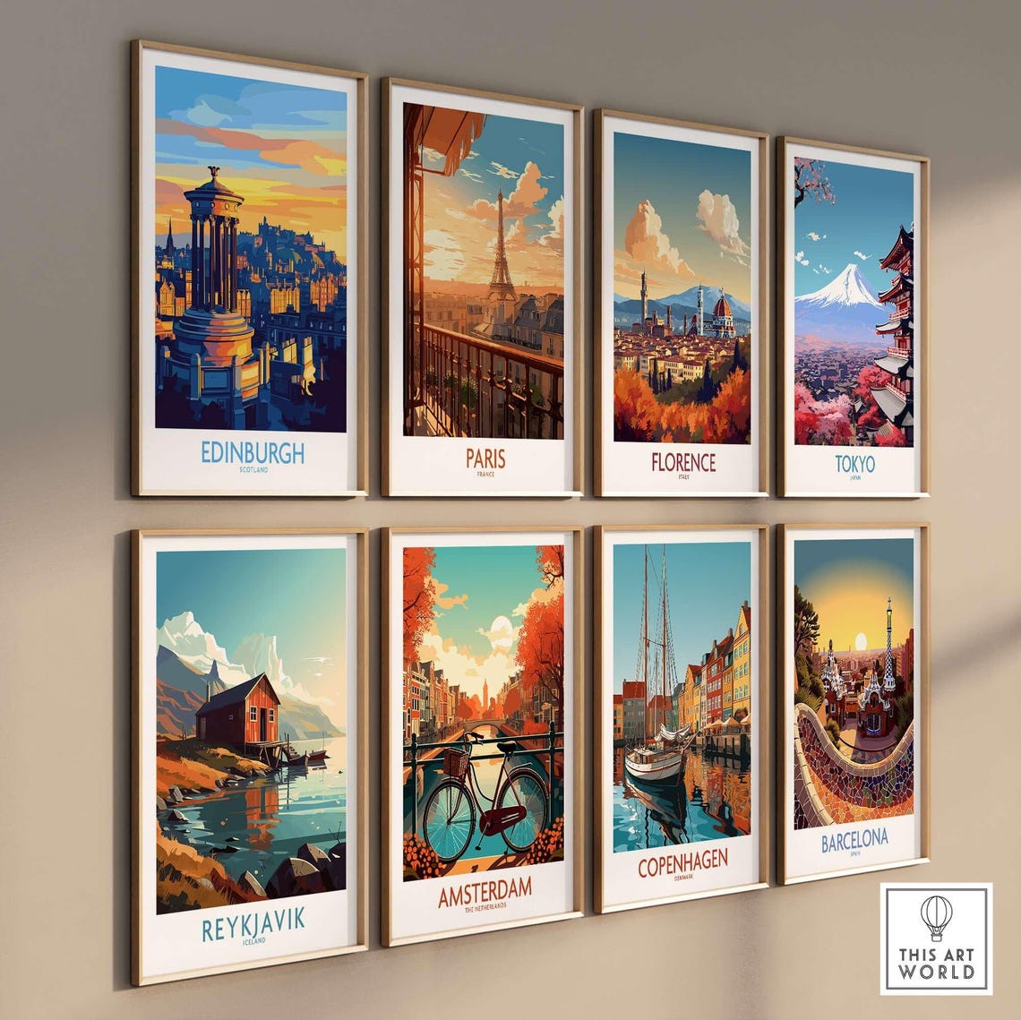 Edinburgh Scotland Sunset Skyline Monument Vintage Travel Poster - Image 3
