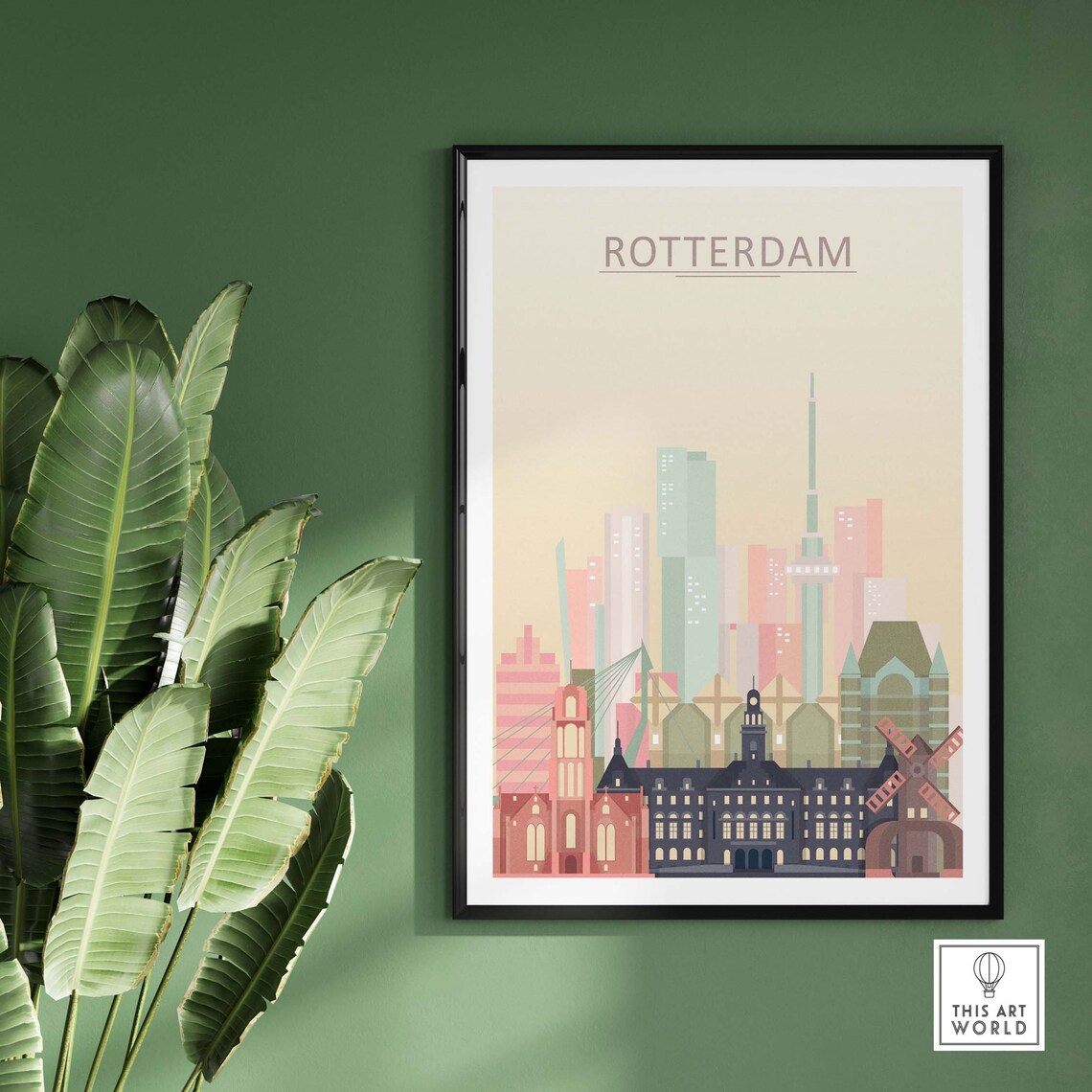 Rotterdam Skyline Travel Poster, City Skyline Art - Image 2