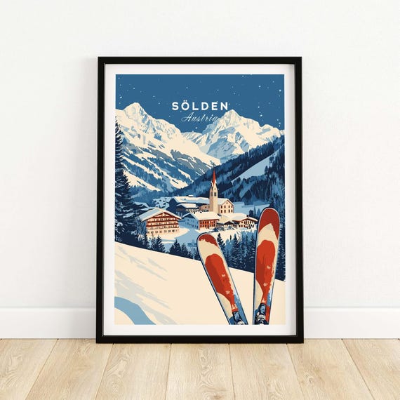 Ski Wall Art Slden Lodge Print Home Decor Room Family Gift Austria Lovers Poster Winter Sports