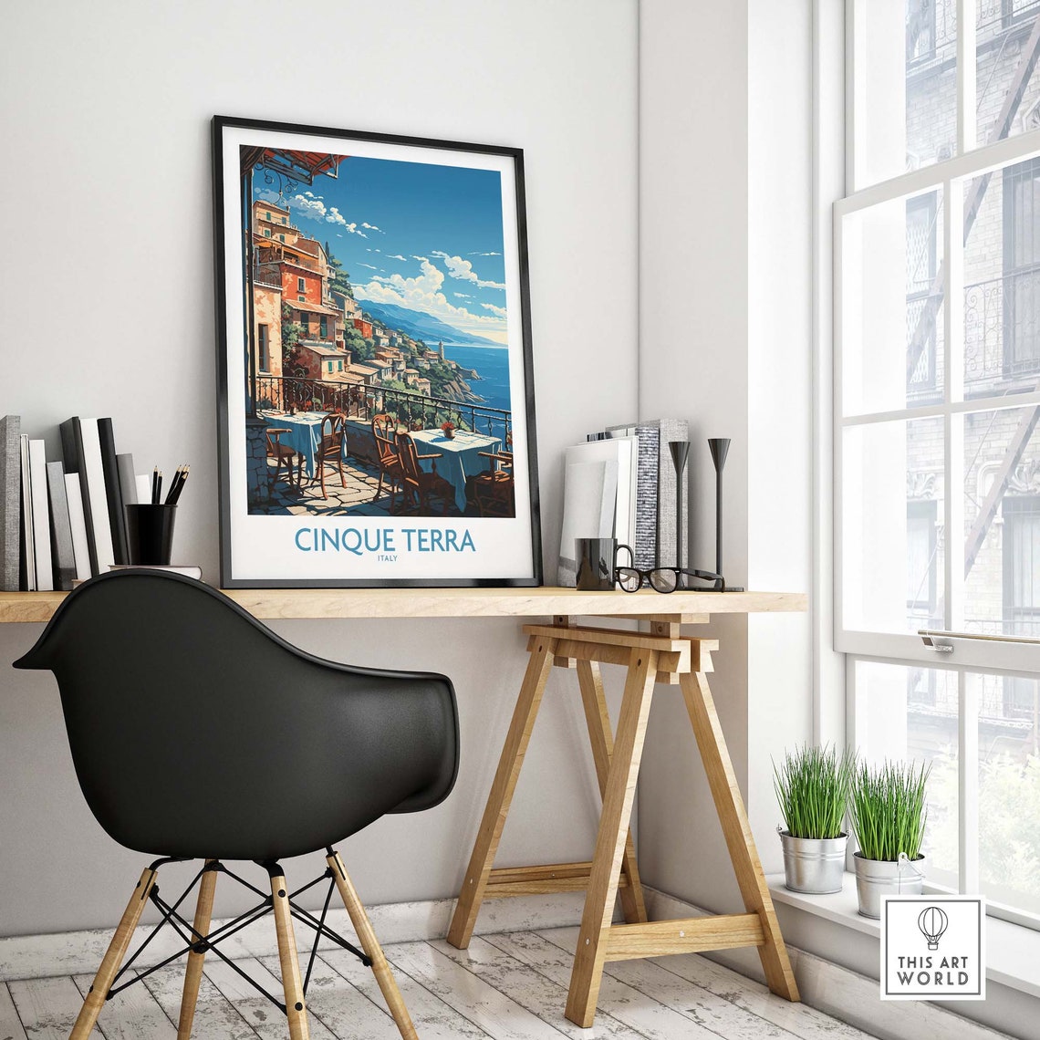 Cinque Terra Italy Seaside Cafe Terrace Coastal Travel Poster - Image 4
