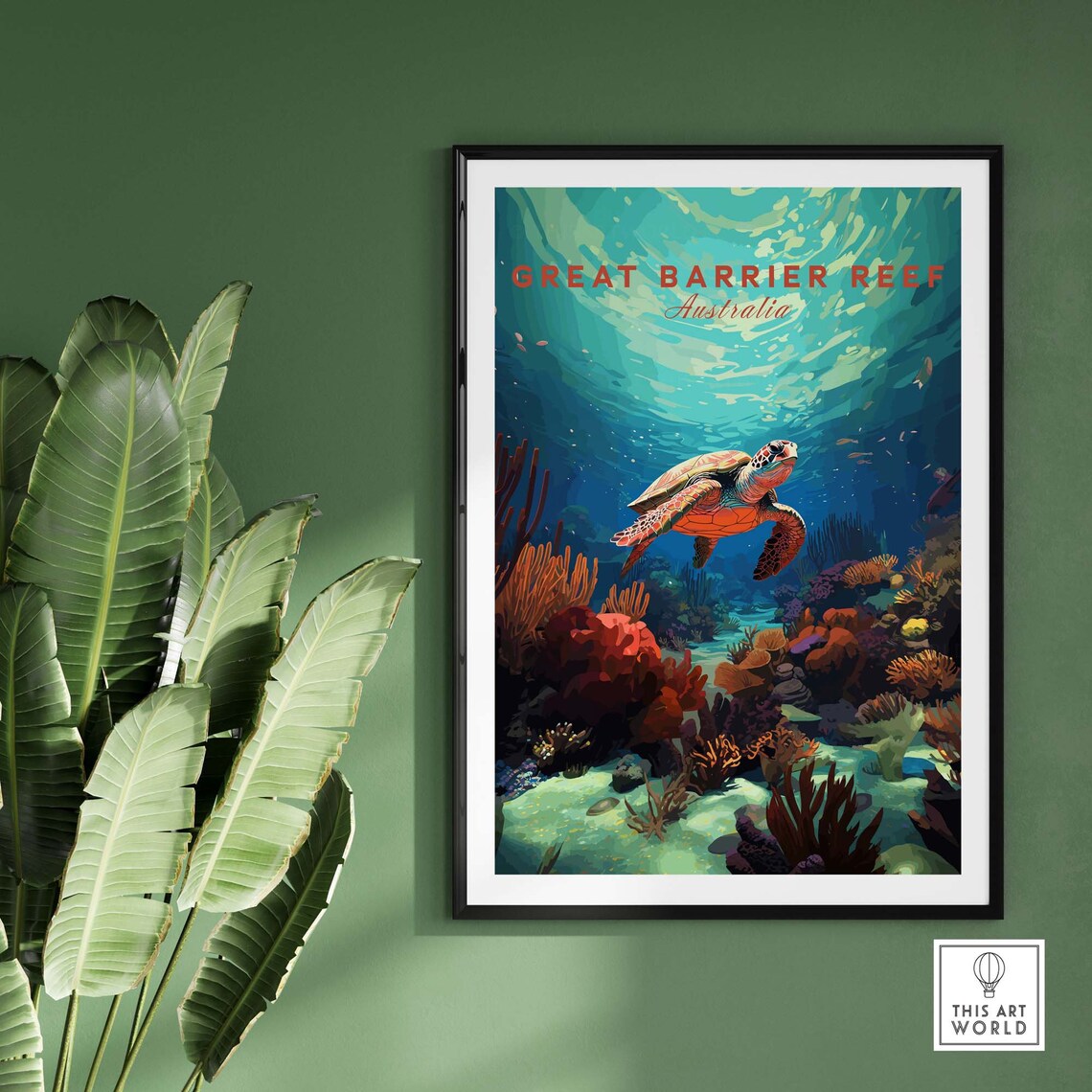 Great Barrier Reef Poster With Turtle Travel Poster Art Home Dcor Artwork Birthday Present Wedding Anniversary Gift - Image 2