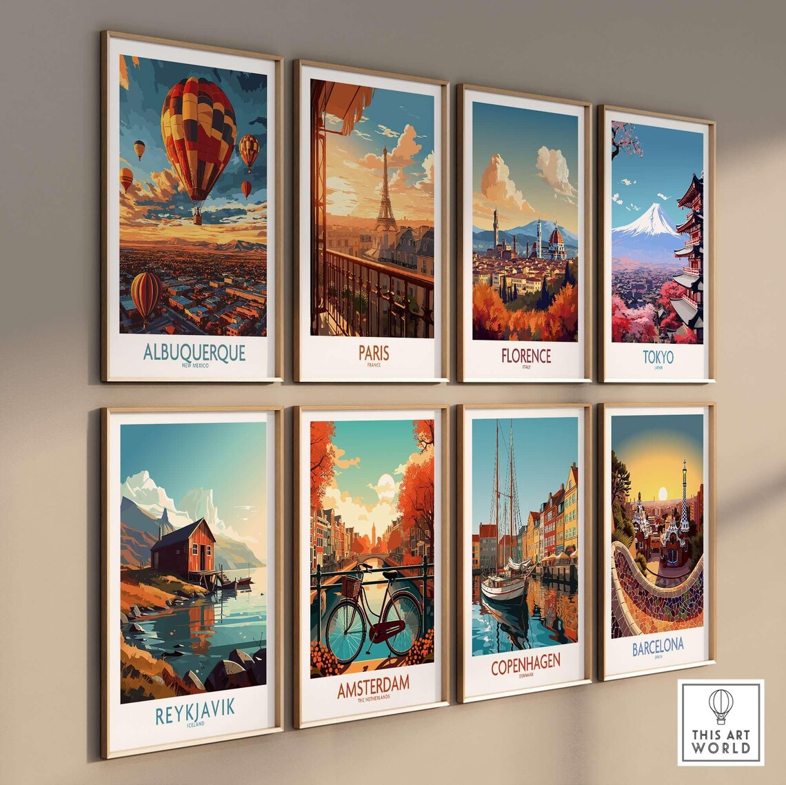 Albuquerque New Mexico Hot Air Balloons Sunset Skyline Travel Poster - Image 3