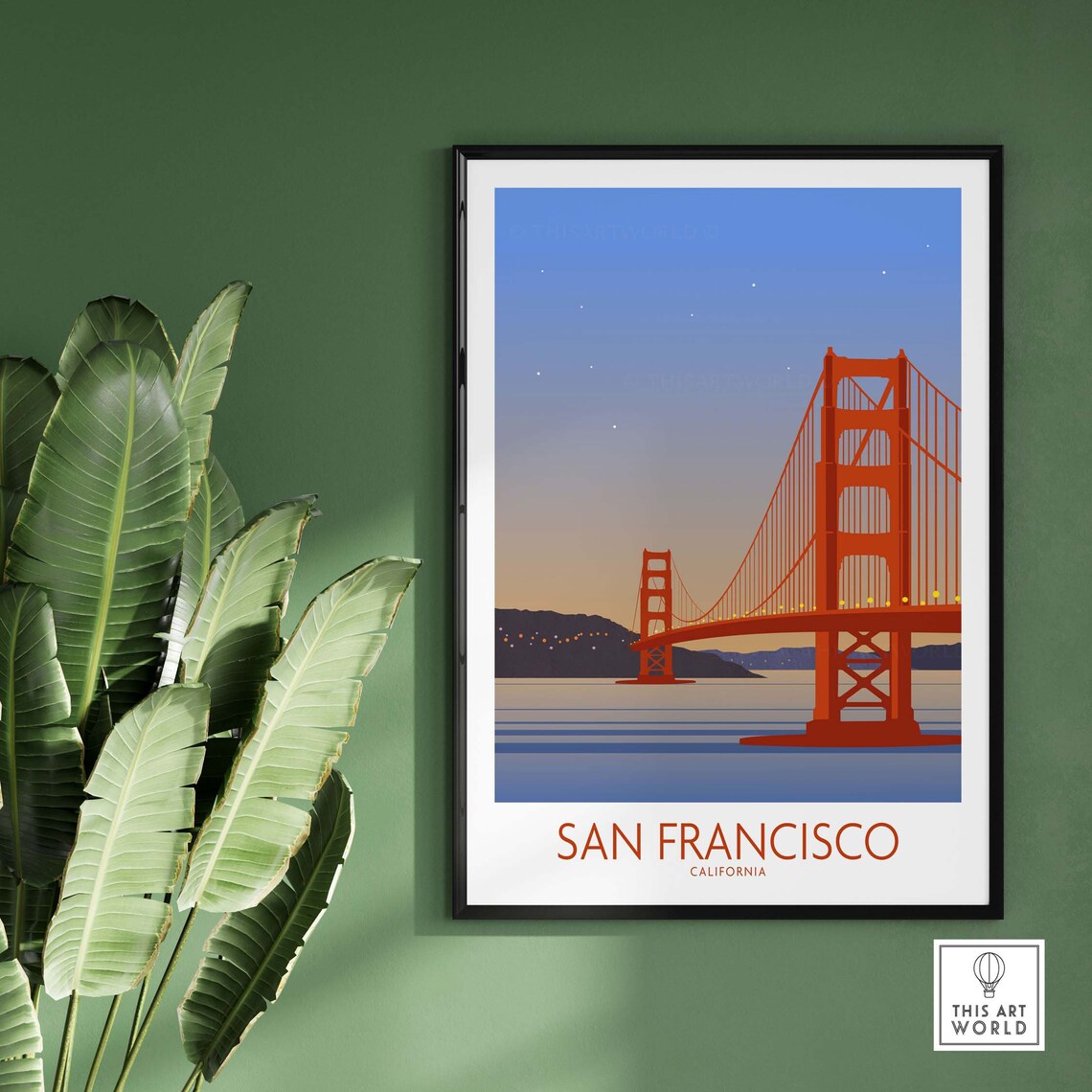 San Francisco Travel Poster, Golden Gate Bridge Cityscape - Image 3