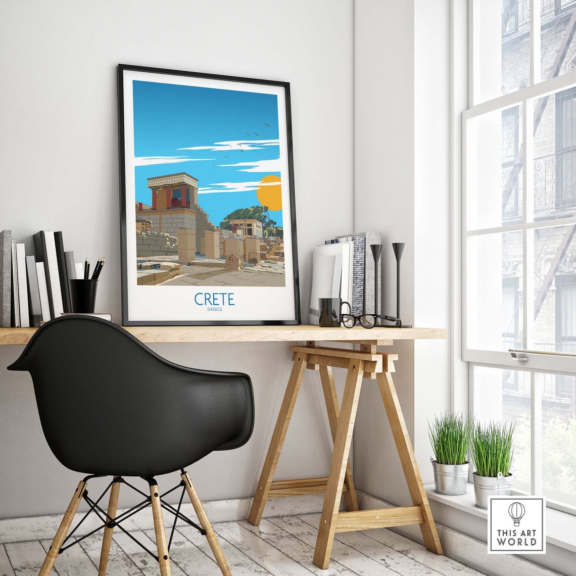 Crete Greece Ancient Knossos Palace Ruins Vintage Travel Poster - Image 4