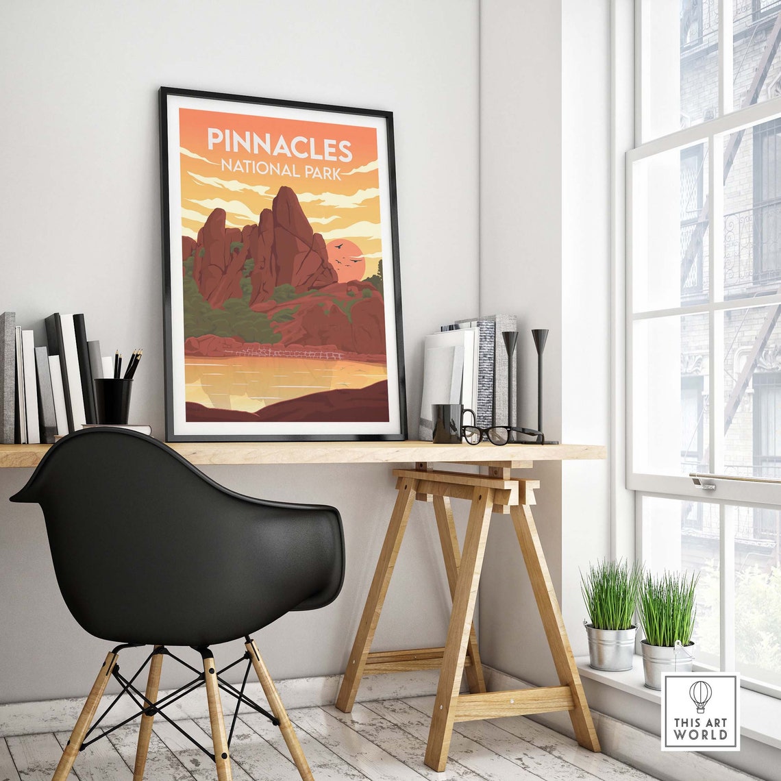 Pinnacles National Park California Red Rock Sunset View Poster