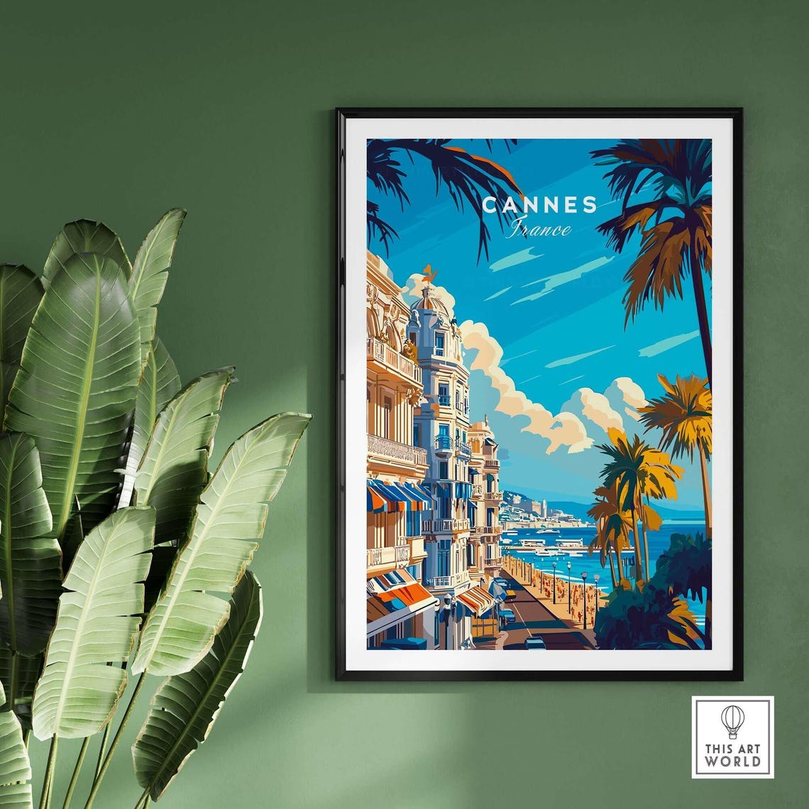 Cannes France Boulevard Palm Trees Mediterranean Beach Poster - Image 2