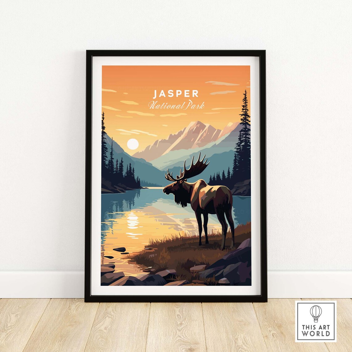 Jasper National Park Wall Art Print, Nature Illustration