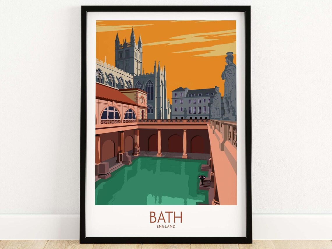 Bath England Travel Poster, Travel Poster Art Print