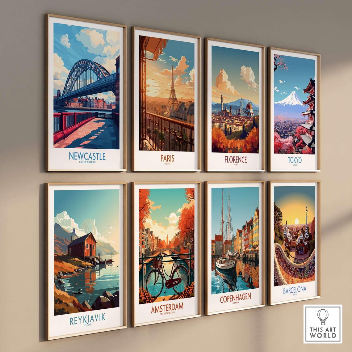 Newcastle UK Tyne Bridge River Quayside Blue Sky Travel Poster - Image 3