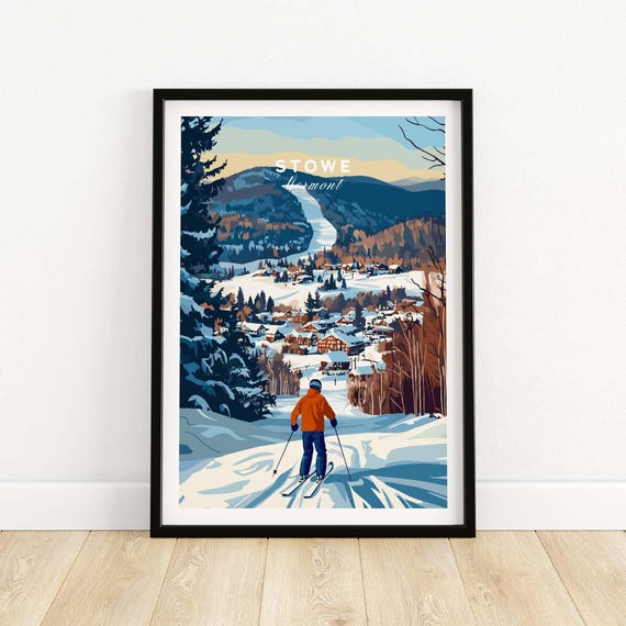 Stowe Ski Resort Travel Poster, Vermont Gift