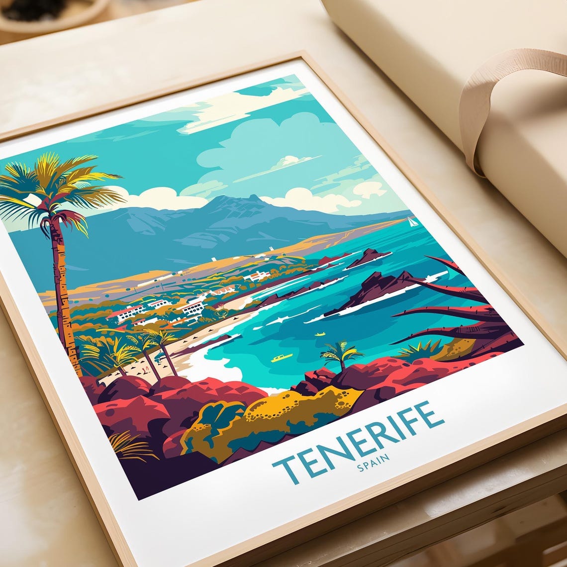 Tenerife Spain Rocky Coast Volcano Mountain Ocean View Poster