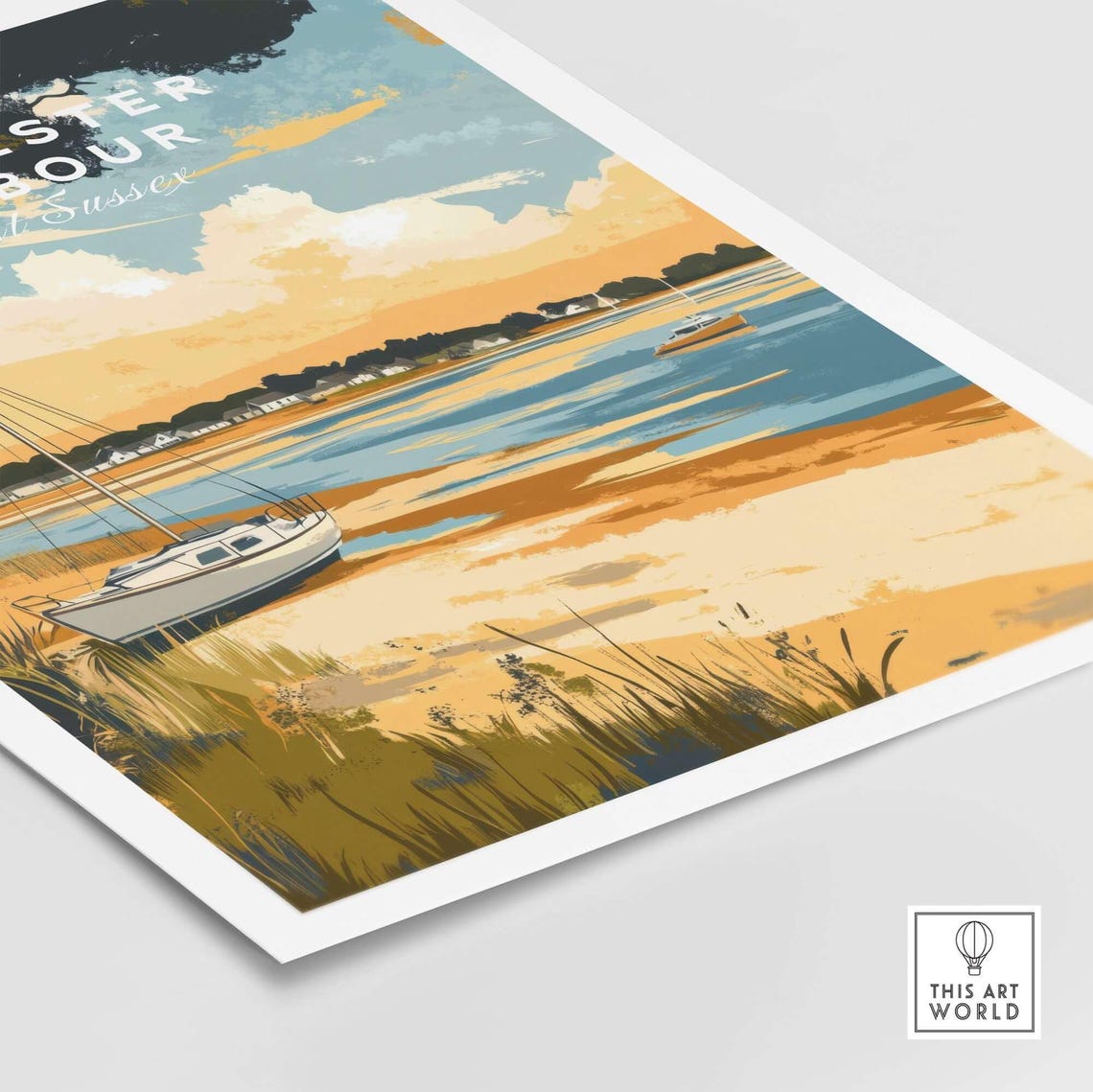 Chichester Harbour Sailboat Sunset Beach West Sussex Art Poster - Image 4
