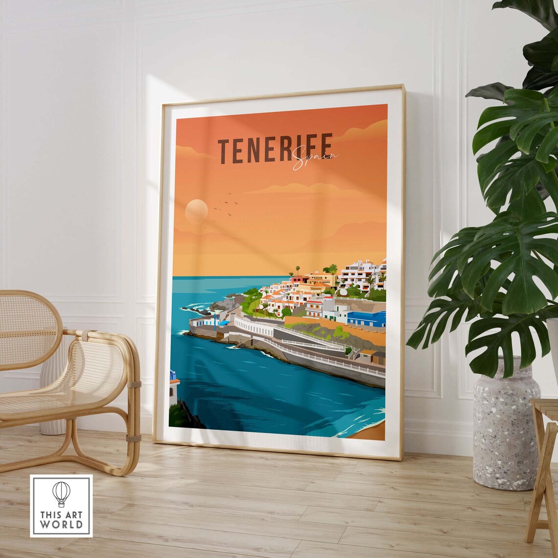 Tenerife Spain Coastal Town Golden Hour Sunset Scenic Poster - Image 3
