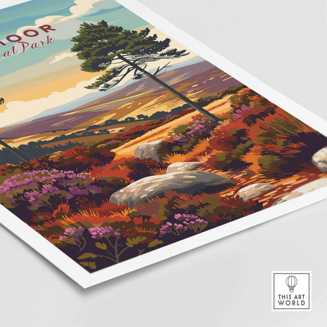 Dartmoor National Park Heather Moorland Pines Vintage Travel Poster - Image 4