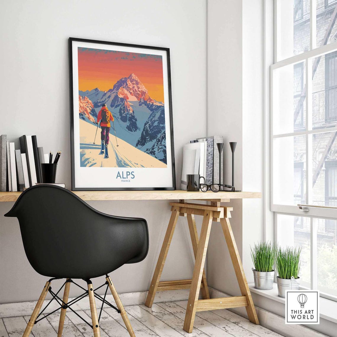 Alps Poster, Winter Sports Gift for Skier - Image 4