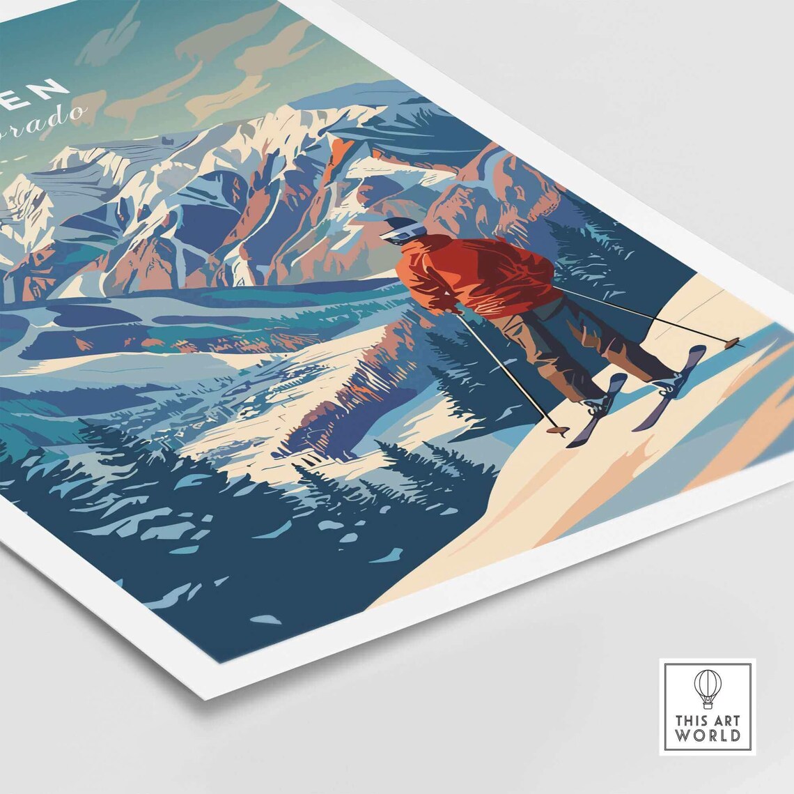 Aspen Ski Poster, Ski Room Art Print - Image 5