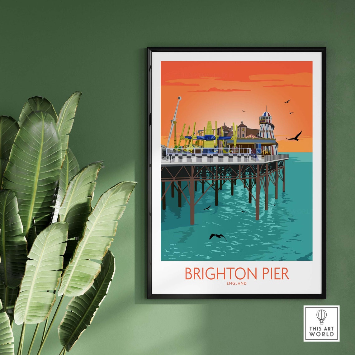 Brighton Pier England Seaside Amusement Sunset Travel Poster - Image 3