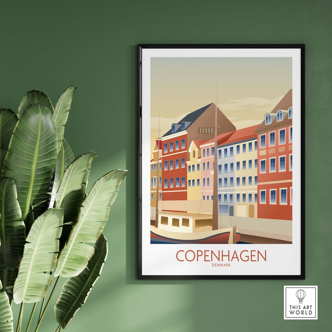 Copenhagen Denmark Painted Harbor Houses Nyhavn Wooden Boat Poster - Image 3