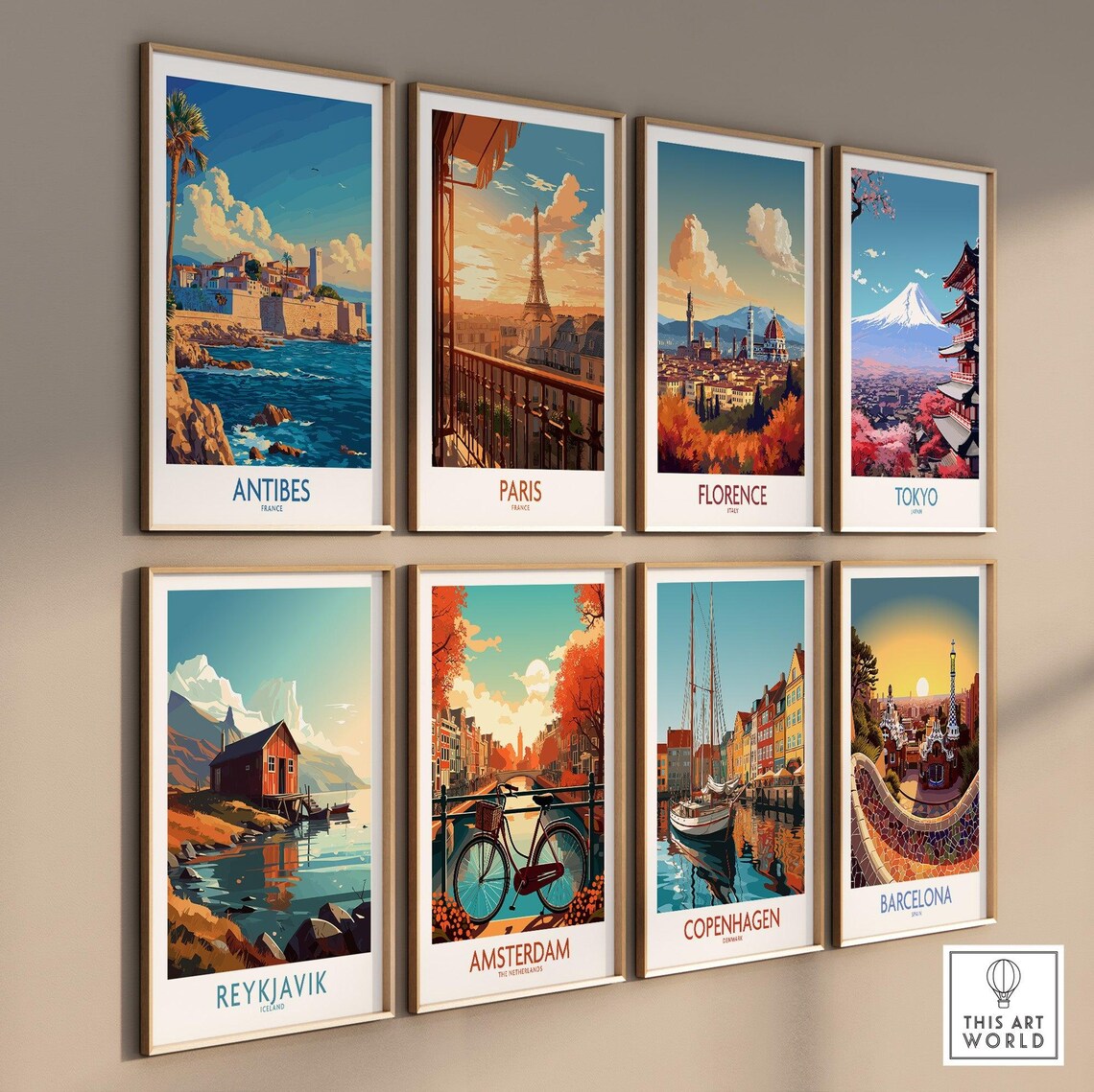 Antibes France Rocky Coast Old Fort Walls Sea Waves Travel Poster - Image 3