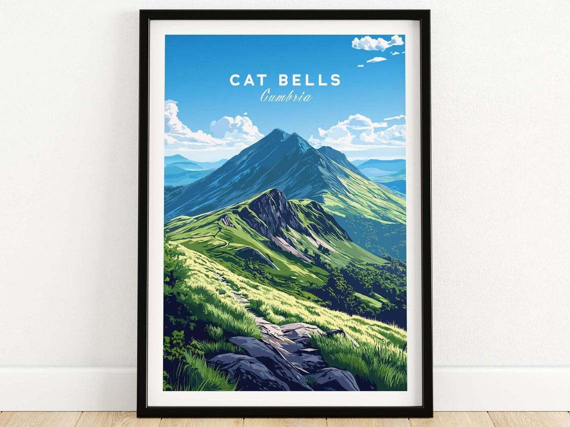 Cat Bells Cumbria Lake District Ridge Green Summit Trail Poster