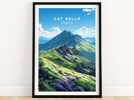 Cat Bells Cumbria Lake District Ridge Green Summit Trail Poster