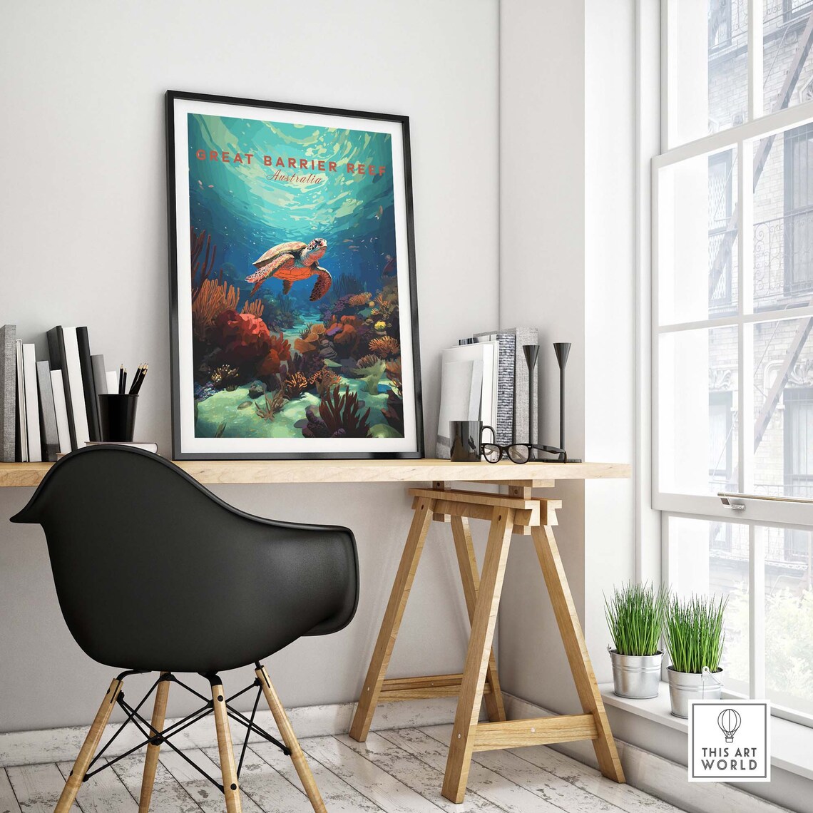 Great Barrier Reef Poster With Turtle Travel Poster Art Home Dcor Artwork Birthday Present Wedding Anniversary Gift - Image 4