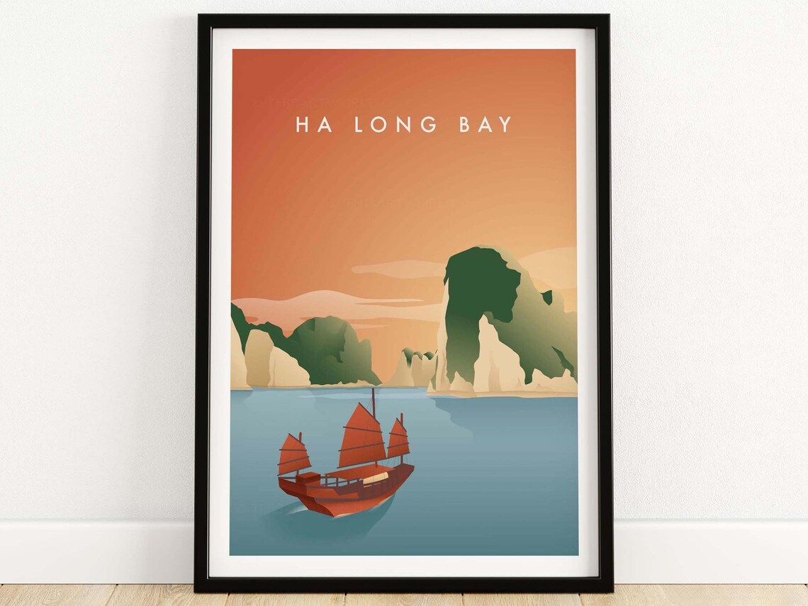 Ha Long Bay Junk Boat Travel Poster