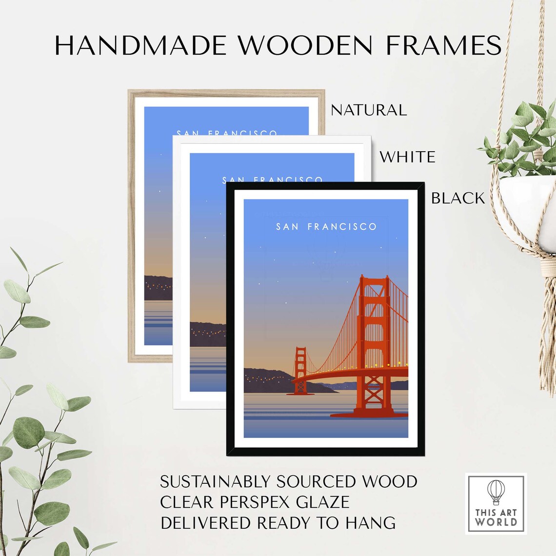 San Francisco Golden Gate Bridge Minimalist Travel Poster - Image 2