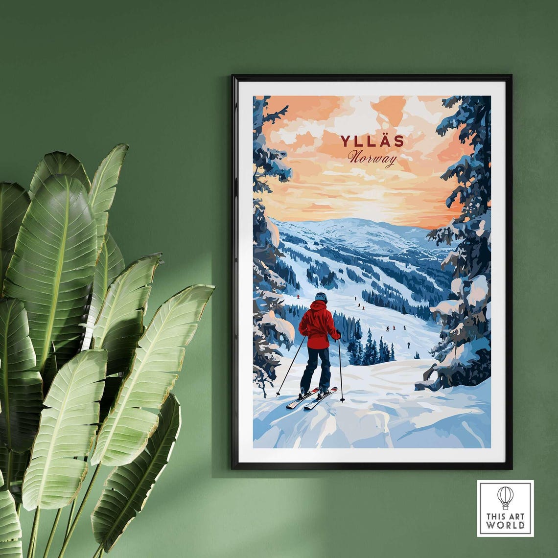 Ski Lodge Art Print, Norway Ski Room Decor - Image 2
