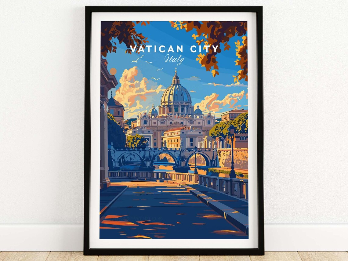 Vatican City St Peters Basilica Dome Bridge Rome Landmark Poster