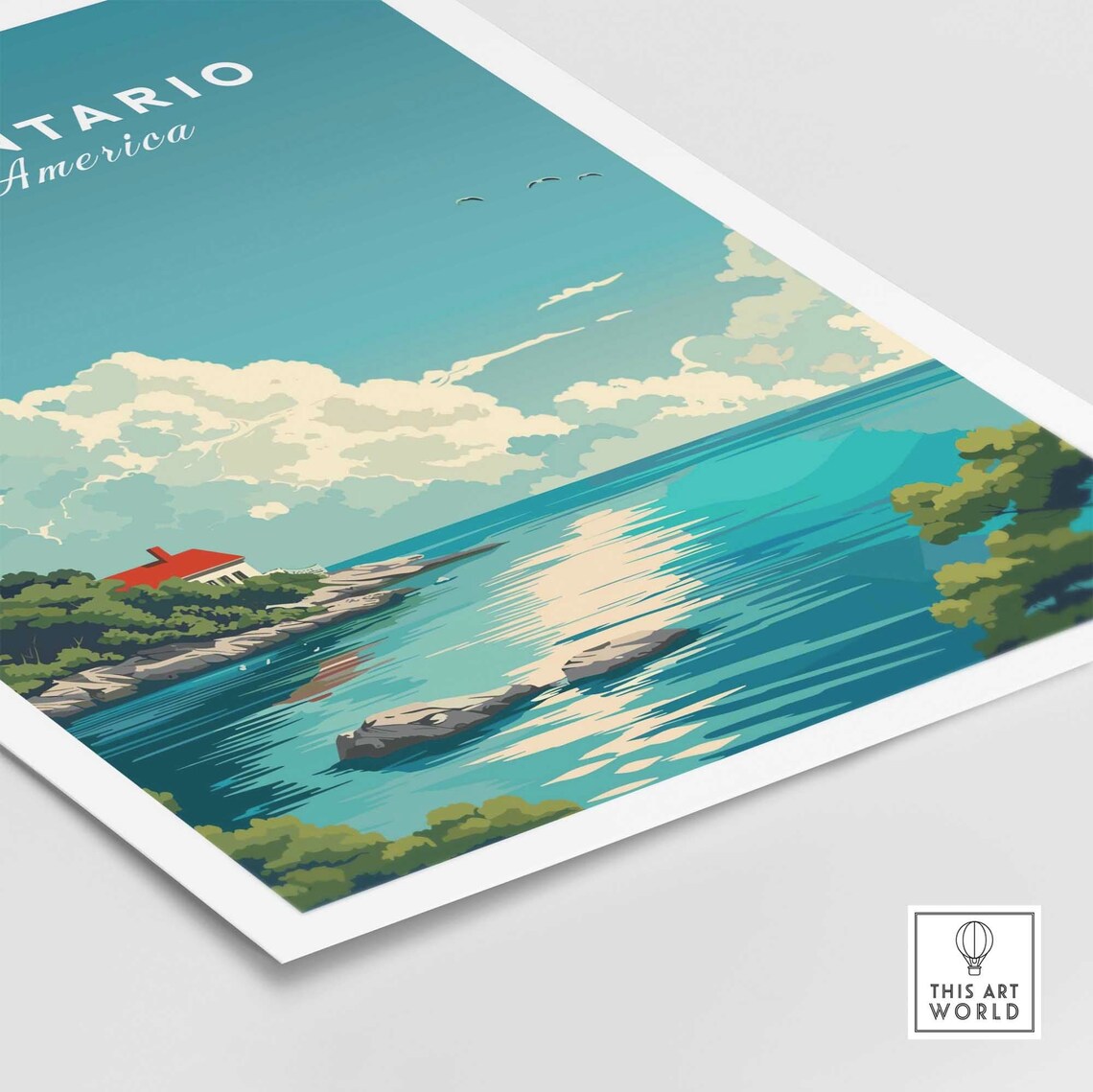 Lake Ontario North America Teal Lake Rocky Coast Travel Poster - Image 4