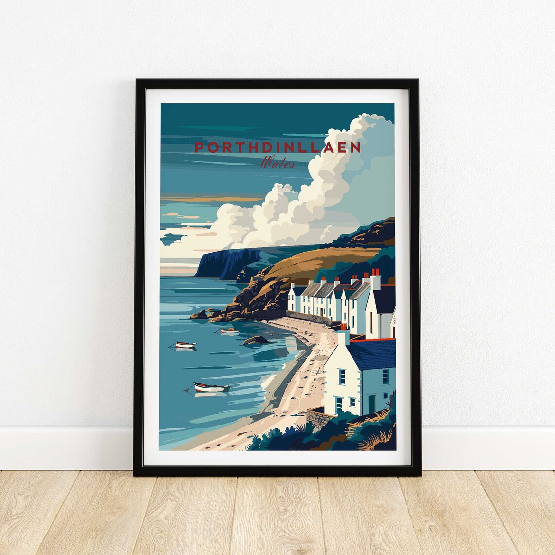 Porthdinllaen Wales Coastal Village White Cottage Harbour Poster
