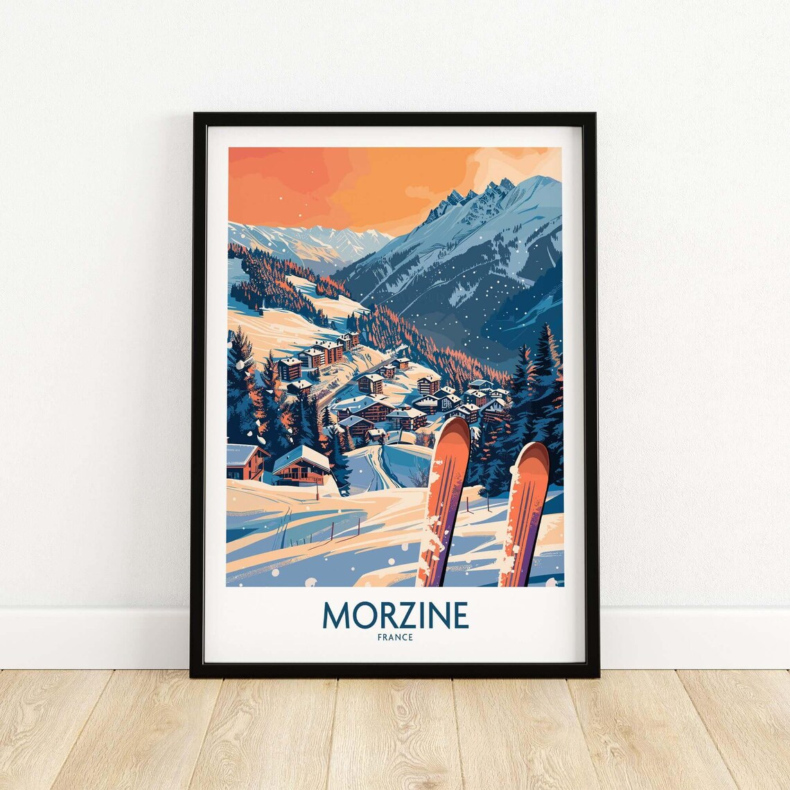 Morzine Ski Lodge Poster, France Winter Sports