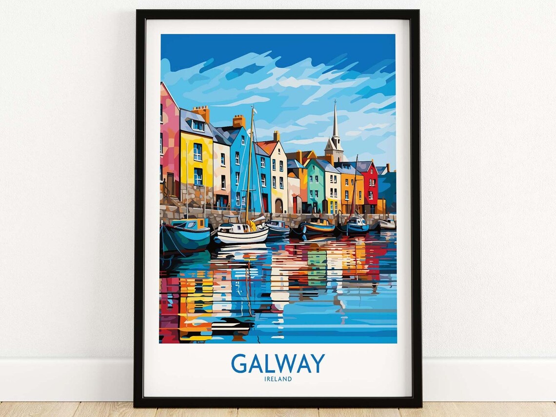 Galway Travel Poster, Travel Print Art Print