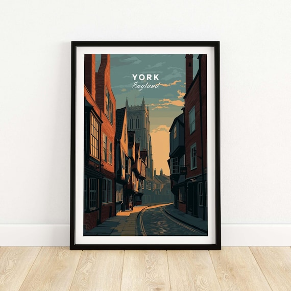 York England The Shambles Sunset Medieval Lane Travel Poster