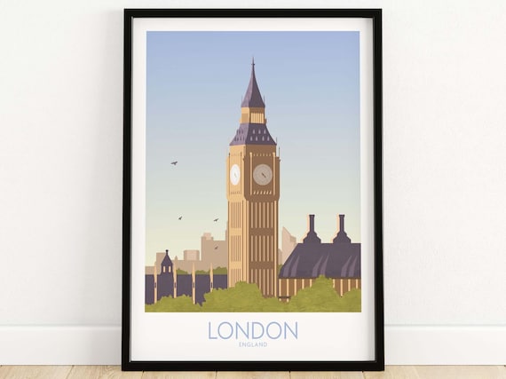 London Skyline Vintage Style Travel Poster