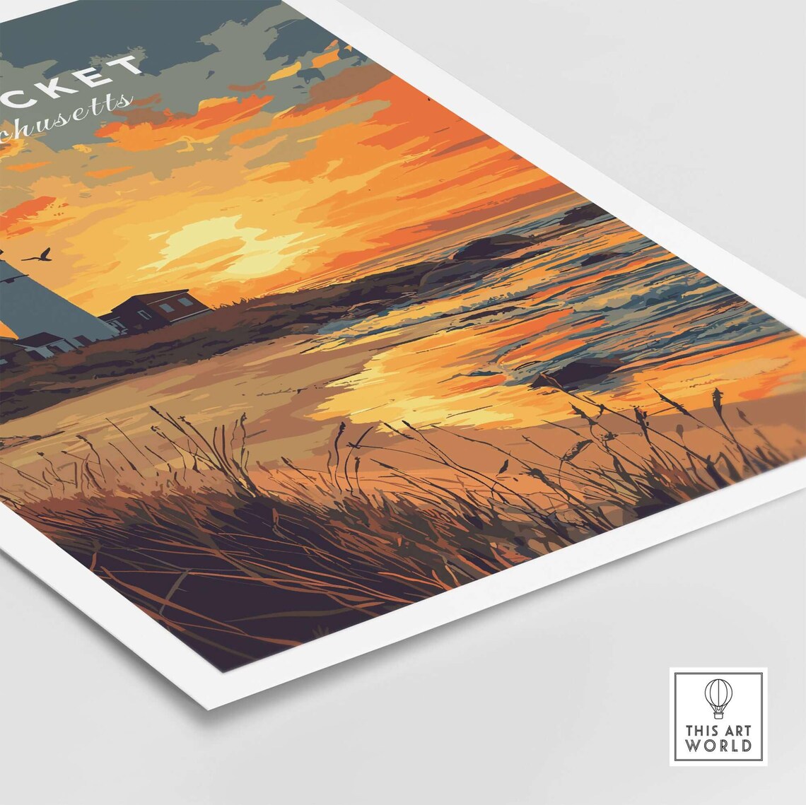 Nantucket Beach Lighthouse, Coastal Scenery Poster - Image 5