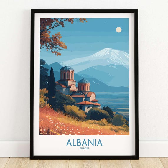 Albania Mountain Church Print Snowy Monastery Landscape Framed Or Unframed