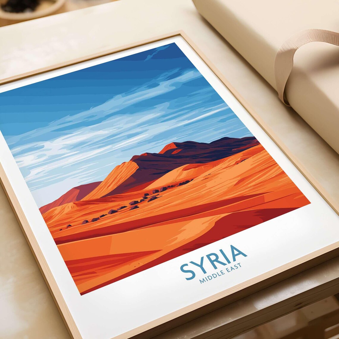 Syria Middle East Orange Sand Dunes Desert Landscape Travel Poster