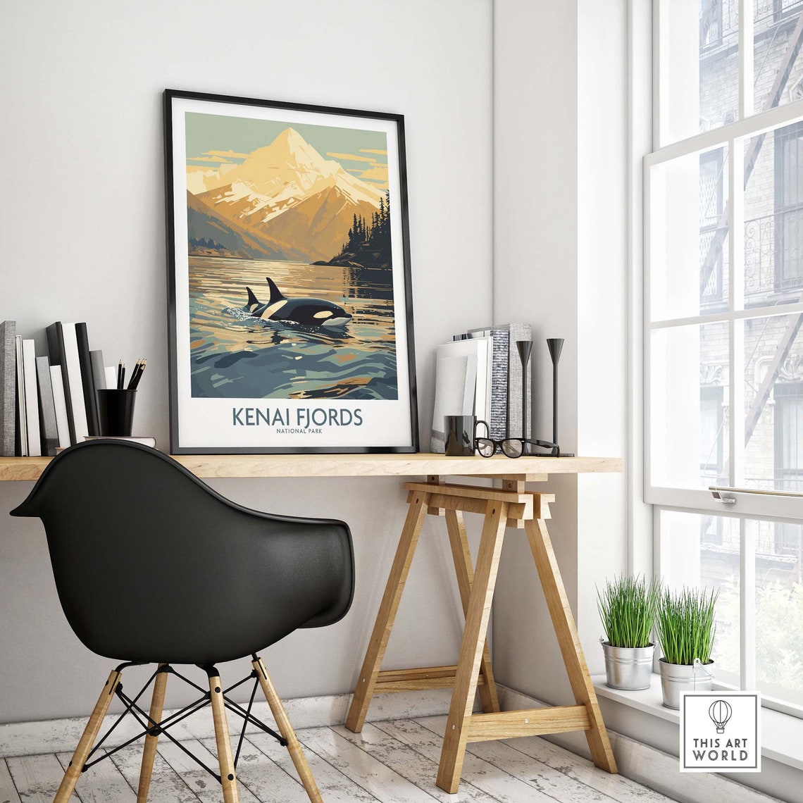 Kenai Fjords National Park Orca Whale Ocean Wildlife Art Poster - Image 4