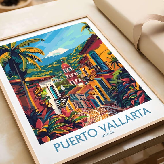 Puerto Vallarta Travel Print Wall Art Mexico Wall Hanging Home Decor Puerto Vallarta Art Lover Gift Puerto Vallarta Birthday Present