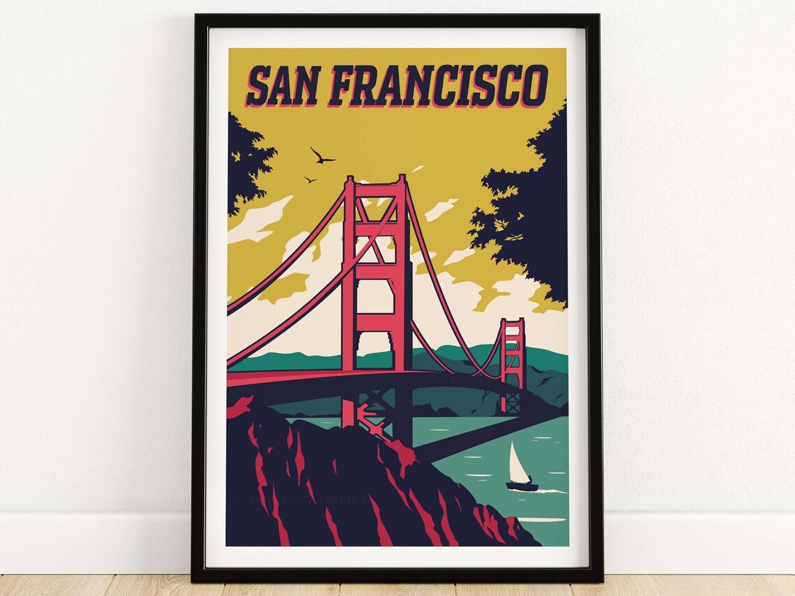 San Francisco Vintage Travel Poster, California Wall